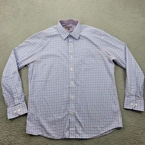 Nicoby‎ Shirt Mens Large Purple Blue Plaid Button Up Long Sleeve